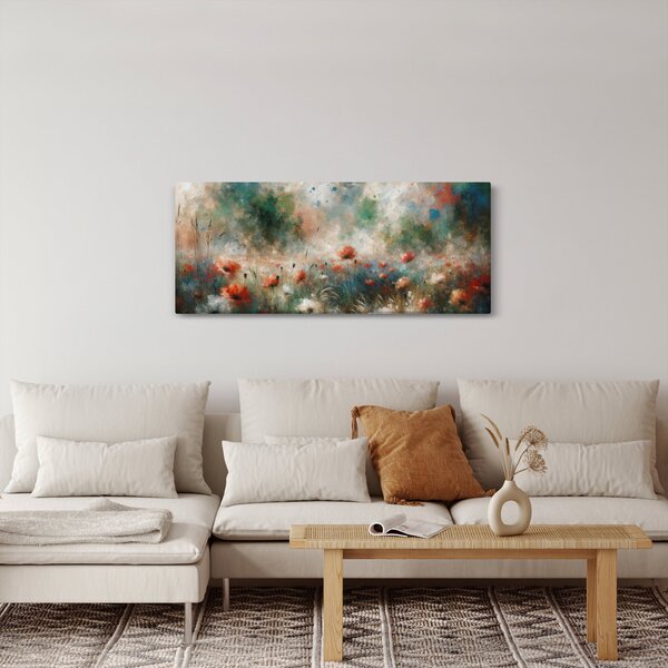 Slika – Apstrakcija polja s makovima (120x50 cm)