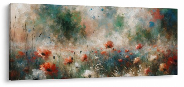 Slika – Apstrakcija polja s makovima (120x50 cm)
