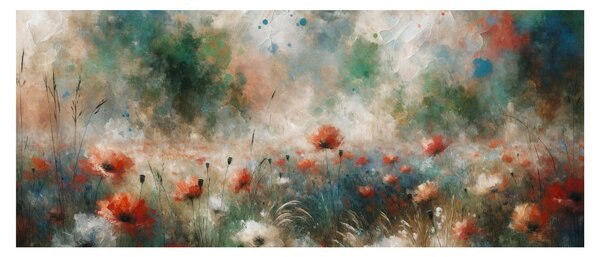 Slika – Apstrakcija polja s makovima (120x50 cm)