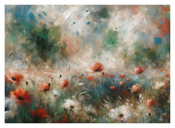 Slika – Apstrakcija polja s makovima (70x50 cm)