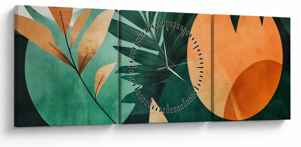 Slika - Geometrijski prirodni motivi (sa satom) (90x30 cm)