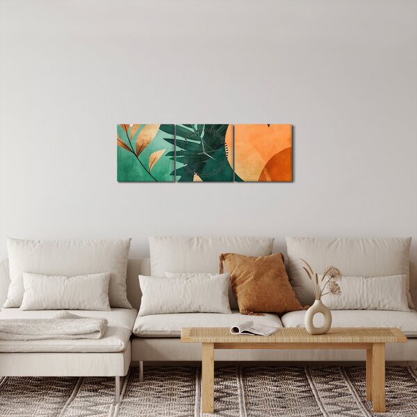 Slika - Geometrijski prirodni motivi (sa satom) (90x30 cm)