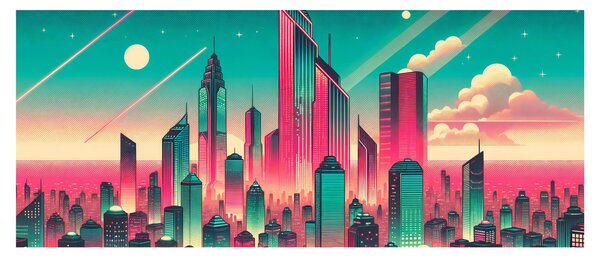 Slika – Veliki grad u pop-art stilu (120x50 cm)