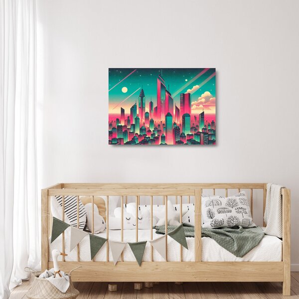 Staklena slika – Veliki grad u pop-art stilu (70x50 cm)