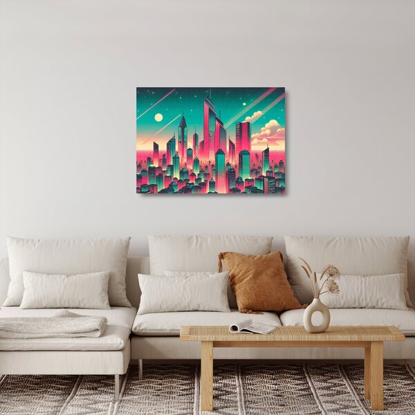 Staklena slika – Veliki grad u pop-art stilu (70x50 cm)