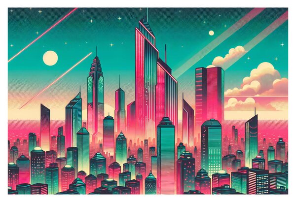 Slika – Veliki grad u pop-art stilu (90x60 cm)