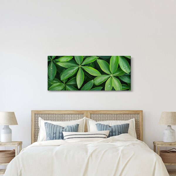 Slika - Listovi s kapima rose (120x50 cm)
