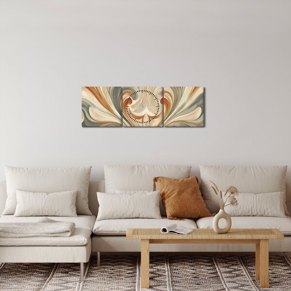 Slika - Vrtlozi u zemljanim tonovima (sa satom) (90x30 cm)
