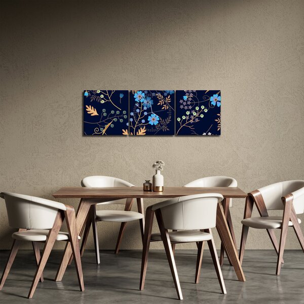 Slika - Jesensko cvijeće (sa satom) (90x30 cm)