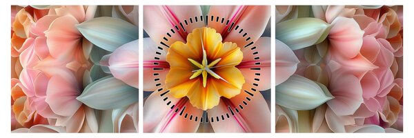Slika - Kaleidoskopski cvijet (sa satom) (90x30 cm)