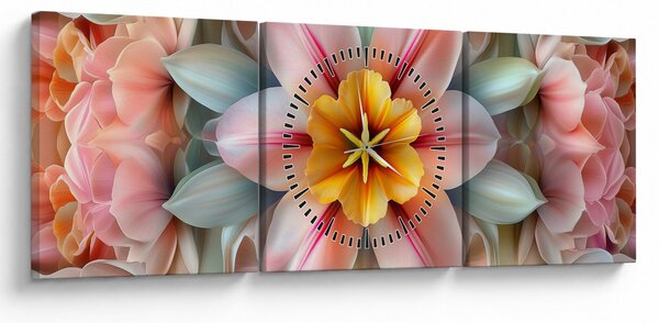 Slika - Kaleidoskopski cvijet (sa satom) (90x30 cm)