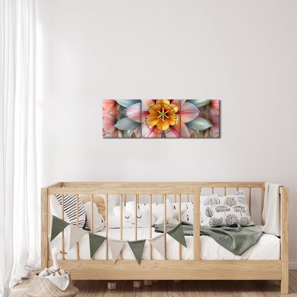 Slika - Kaleidoskopski cvijet (sa satom) (90x30 cm)