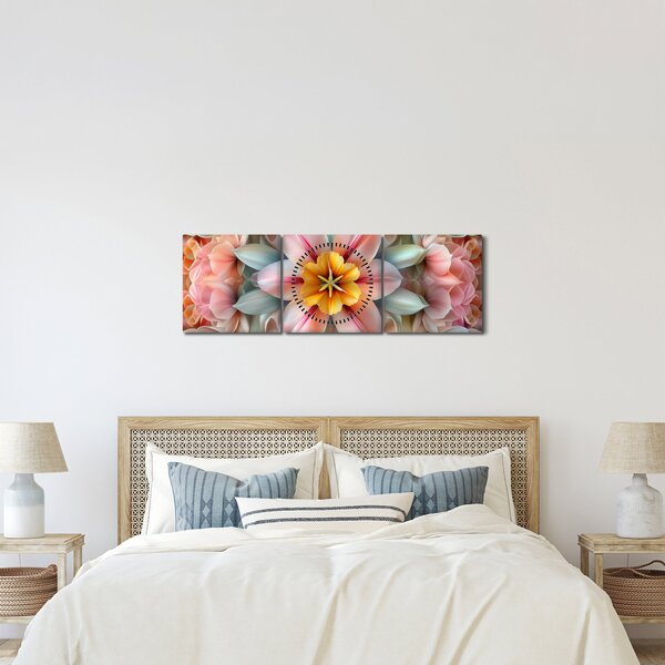 Slika - Kaleidoskopski cvijet (sa satom) (90x30 cm)