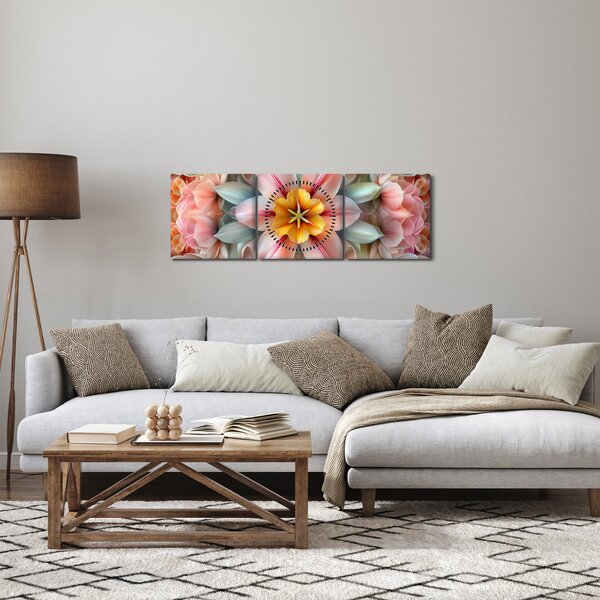 Slika - Kaleidoskopski cvijet (sa satom) (90x30 cm)