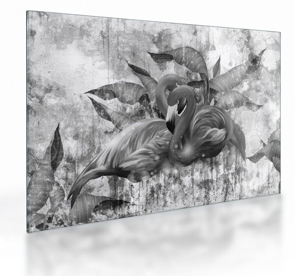 Staklena slika - grafit flamingo (70x50 cm)