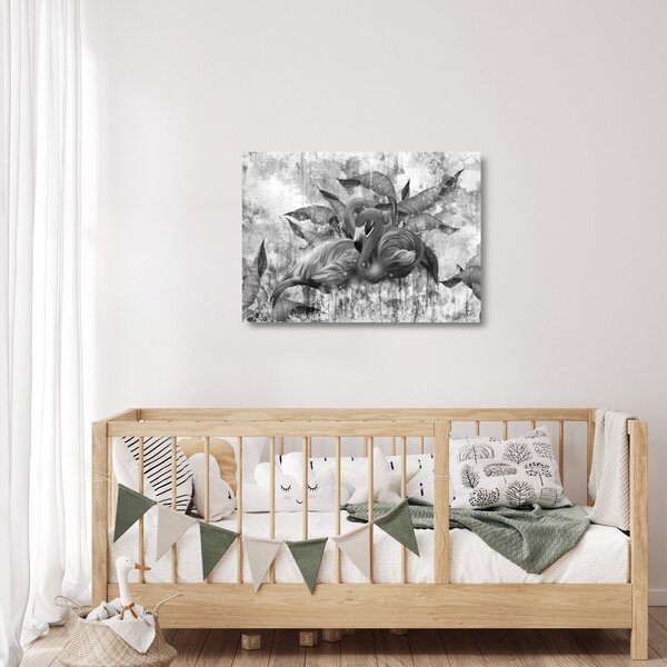 Staklena slika - grafit flamingo (70x50 cm)