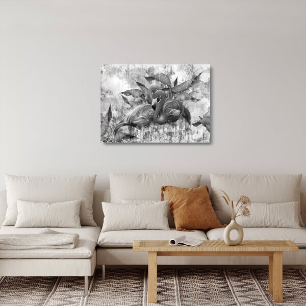 Staklena slika - grafit flamingo (70x50 cm)