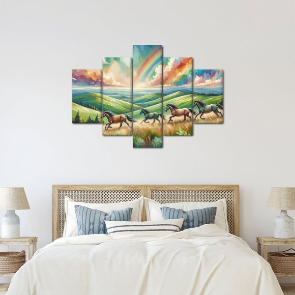 Slika – Konji koji galopiraju kroz krajolik (150x105 cm)