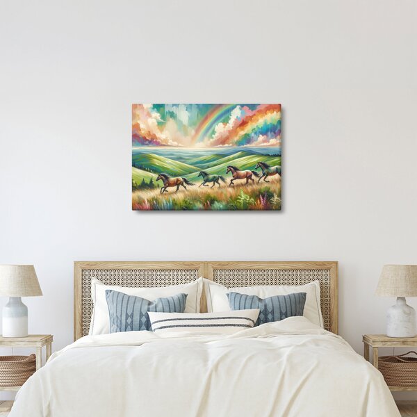 Slika – Konji koji galopiraju kroz krajolik (70x50 cm)