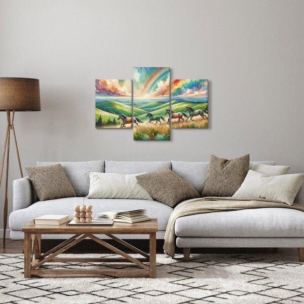 Slika – Konji koji galopiraju kroz krajolik (90x60 cm)