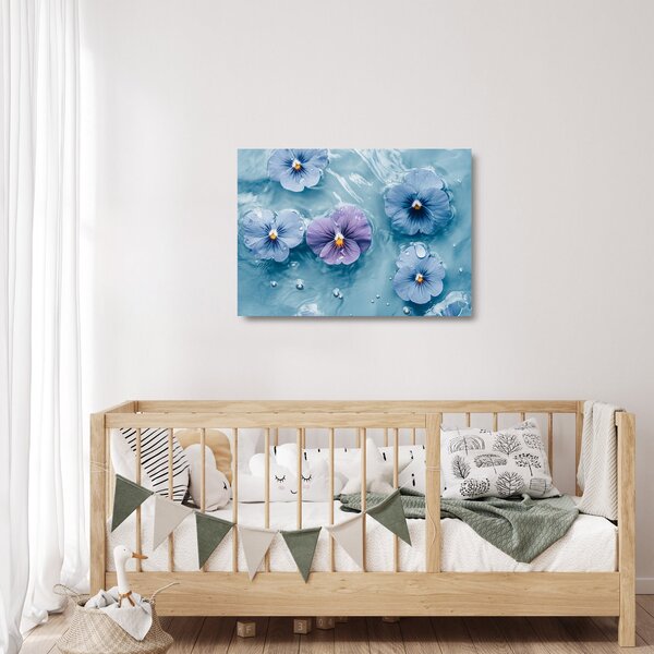 Staklena slika - Ljubičice u vodi (70x50 cm)