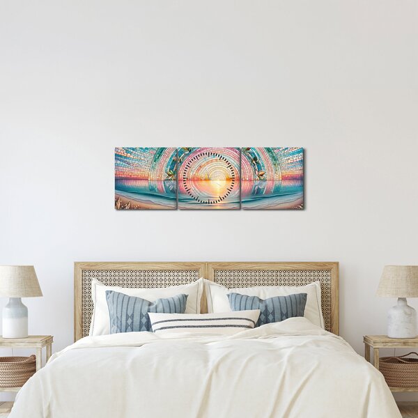 Slika – Mozaik zalaska sunca (sa satom) (90x30 cm)