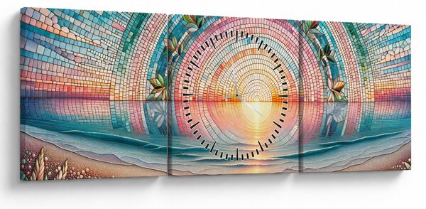 Slika – Mozaik zalaska sunca (sa satom) (90x30 cm)