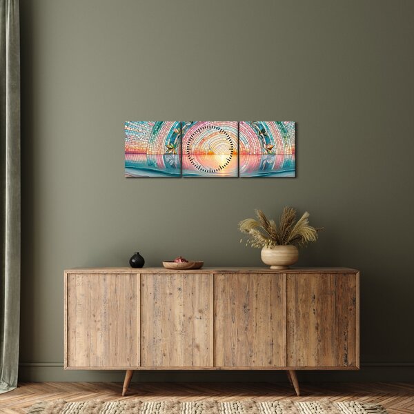 Slika – Mozaik zalaska sunca (sa satom) (90x30 cm)