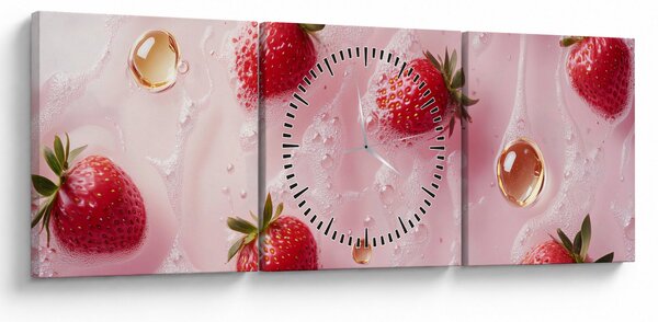 Slika - Jagode u mjehurićima (sa satom) (90x30 cm)