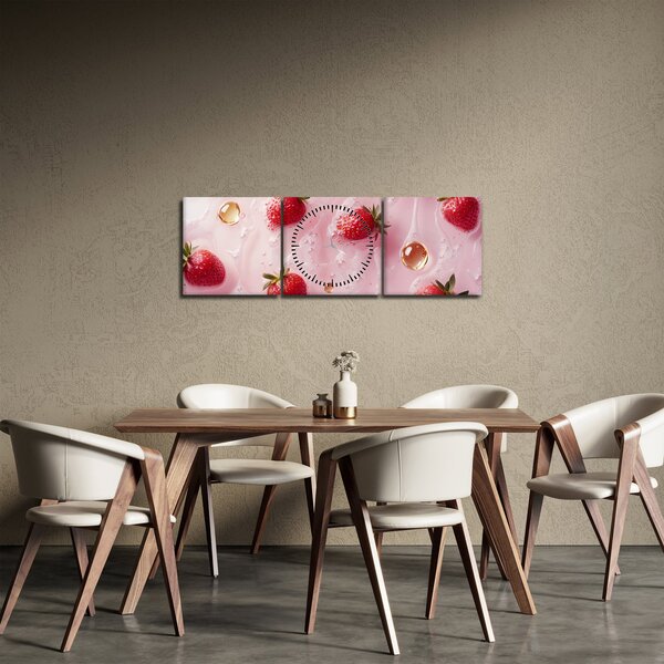 Slika - Jagode u mjehurićima (sa satom) (90x30 cm)
