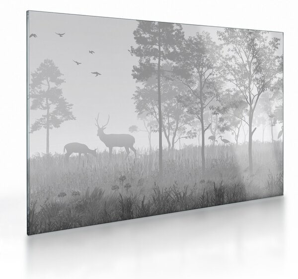 Staklena slika - Livada sa jelenima (70x50 cm)