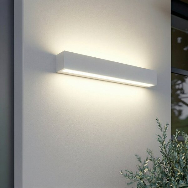 Lucande Lengo vanjska zidna LED svjetiljka, 50 cm, bijela, prema gore/dolje,, Bijela, Aluminij