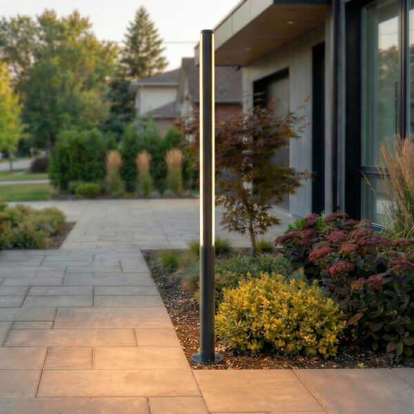 Lucande Lynel vanjska LED svjetiljka, antracit, visina 200 cm, IP54, Crno, Aluminij