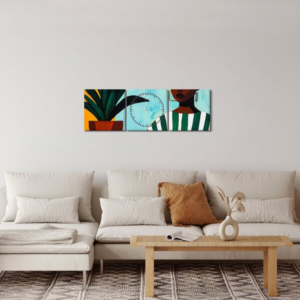 Slika - Žena s cvijetom (sa satom) (90x30 cm)