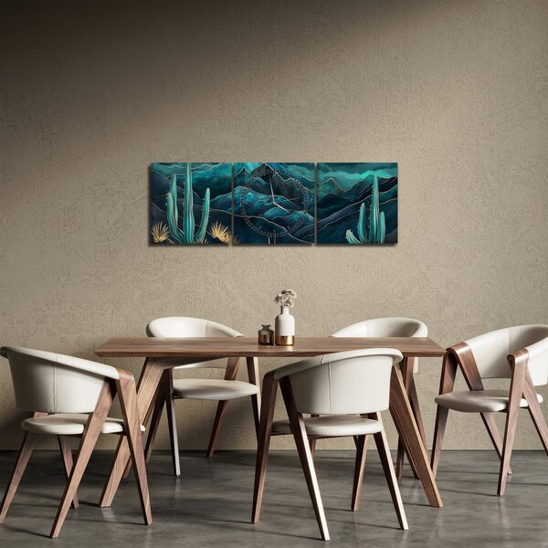 Slika - Tirkizna noć (sa satom) (90x30 cm)