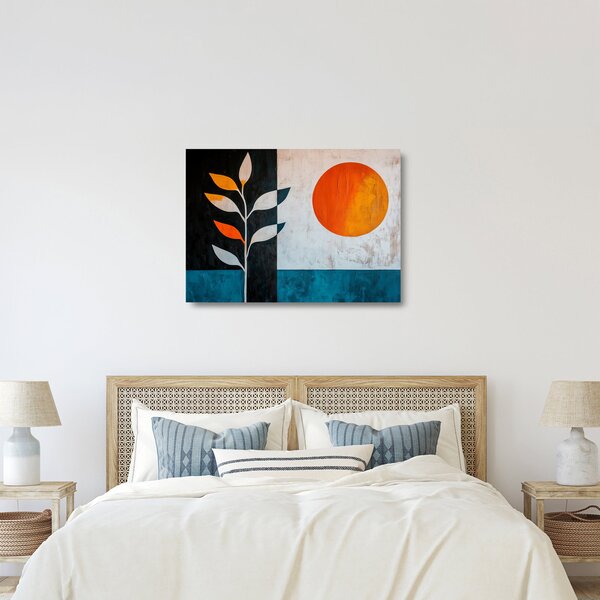 Staklena slika - Apstrakcija biljke i sunca (70x50 cm)