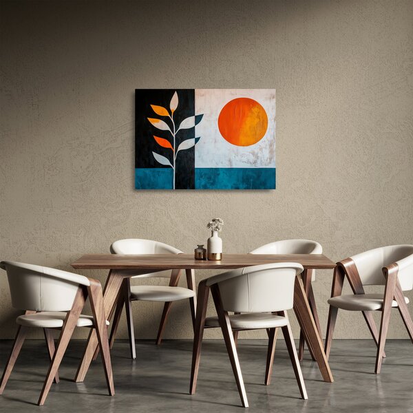 Staklena slika - Apstrakcija biljke i sunca (70x50 cm)