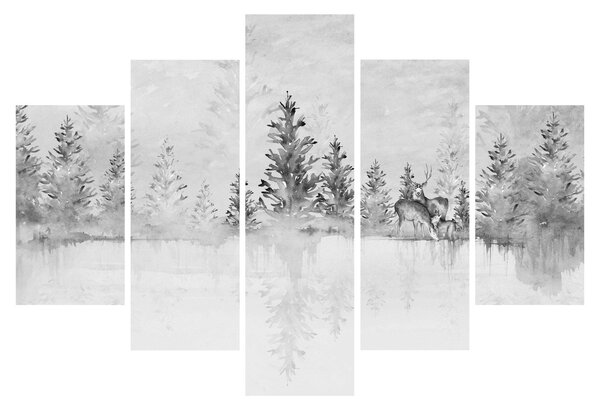 Slika - Jeleni uz jezero (150x105 cm)