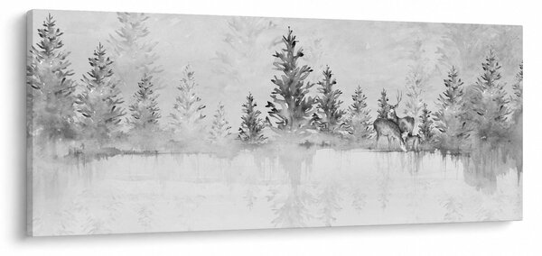 Slika - Jeleni uz jezero (120x50 cm)