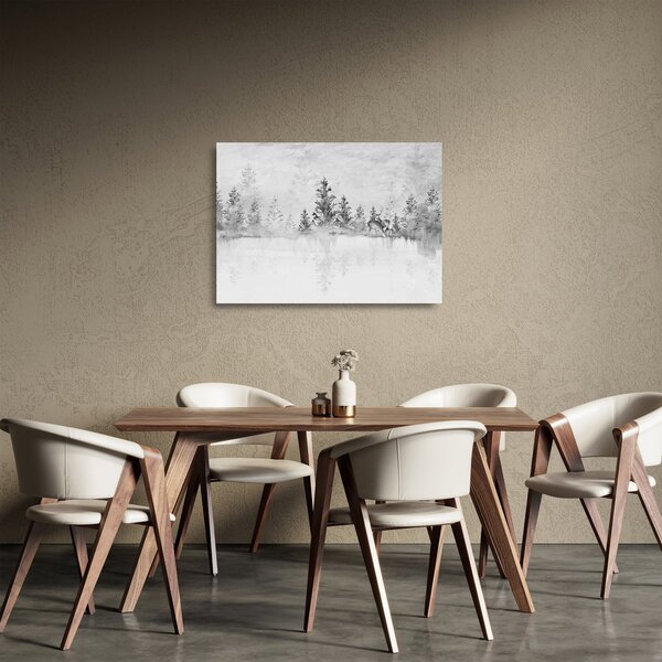 Staklena slika - Jeleni uz jezero (70x50 cm)
