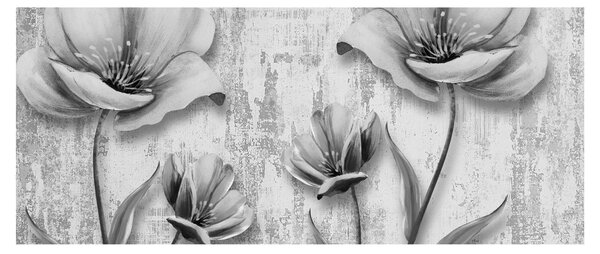 Slika - Crno-bijelo cvijeće na pozadini (120x50 cm)