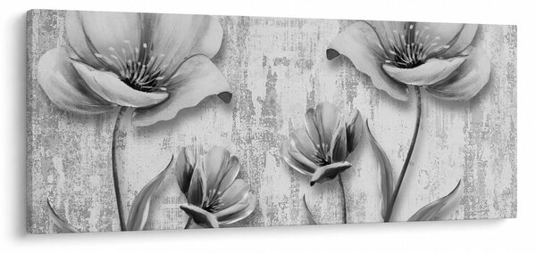 Slika - Crno-bijelo cvijeće na pozadini (120x50 cm)