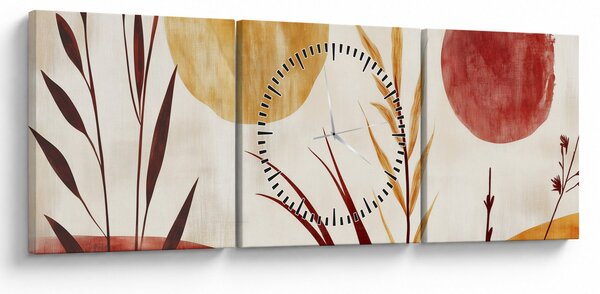 Slika - Biljke i krugovi (sa satom) (90x30 cm)