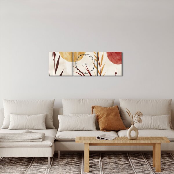 Slika - Biljke i krugovi (sa satom) (90x30 cm)