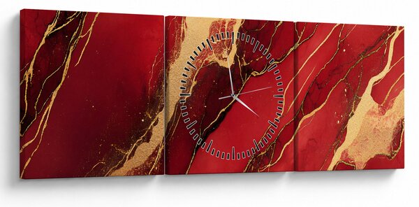 Slika - Crveno-zlatni mramor (sa satom) (90x30 cm)