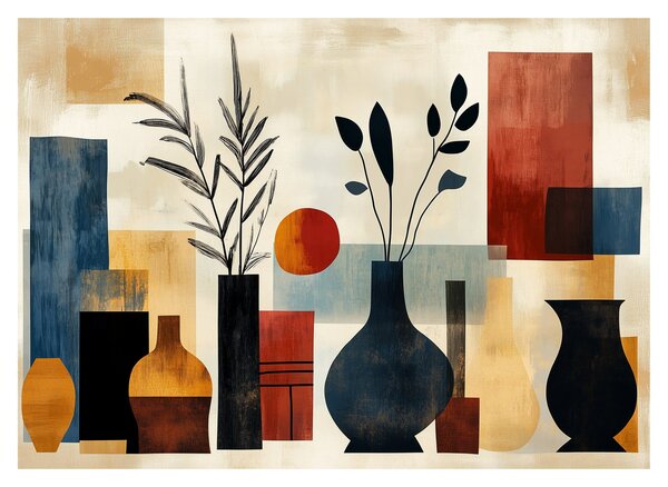Staklena slika - Kubističke vaze (70x50 cm)