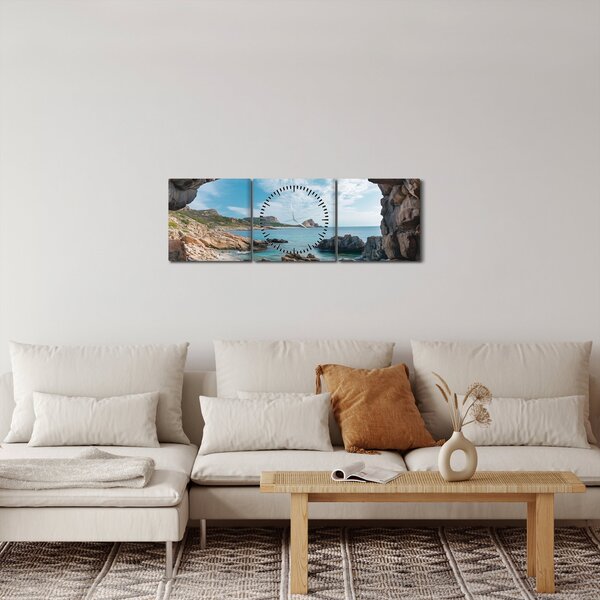 Slika - Špilja uz more (sa satom) (90x30 cm)