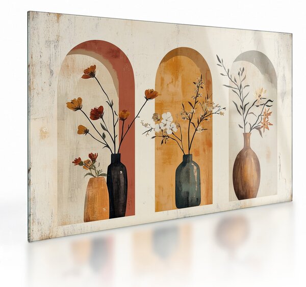 Staklena slika - Vaze u lukovima (70x50 cm)