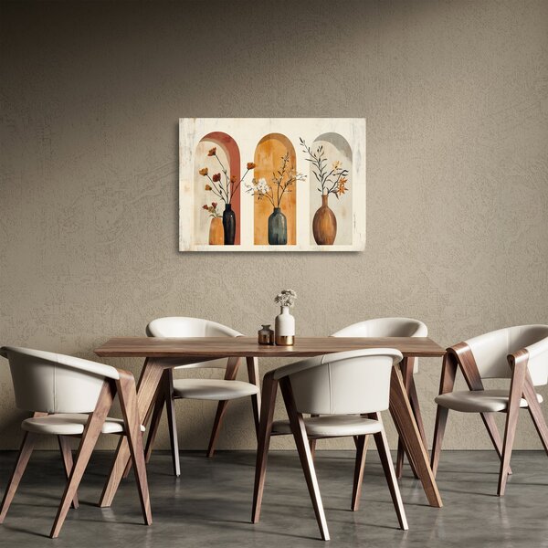 Staklena slika - Vaze u lukovima (70x50 cm)
