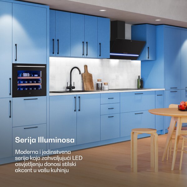 Klarstein Illuminosa kosa kuhinjska napa | Režim usisavanja i recirkulacije | Minimalistički dizajn | 818 m³/h | 90 cm
